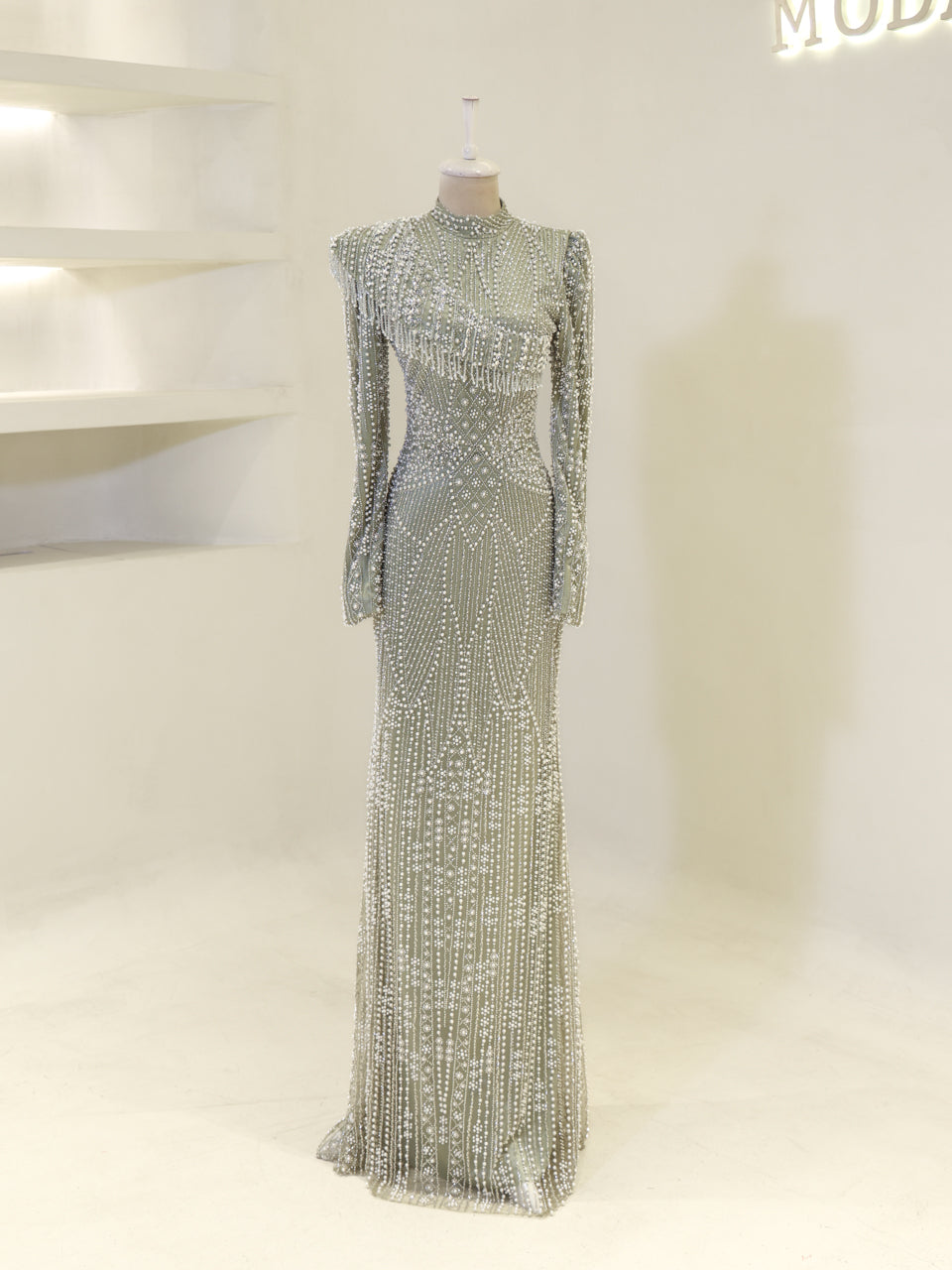 Nadia Evening Dress - Khaki