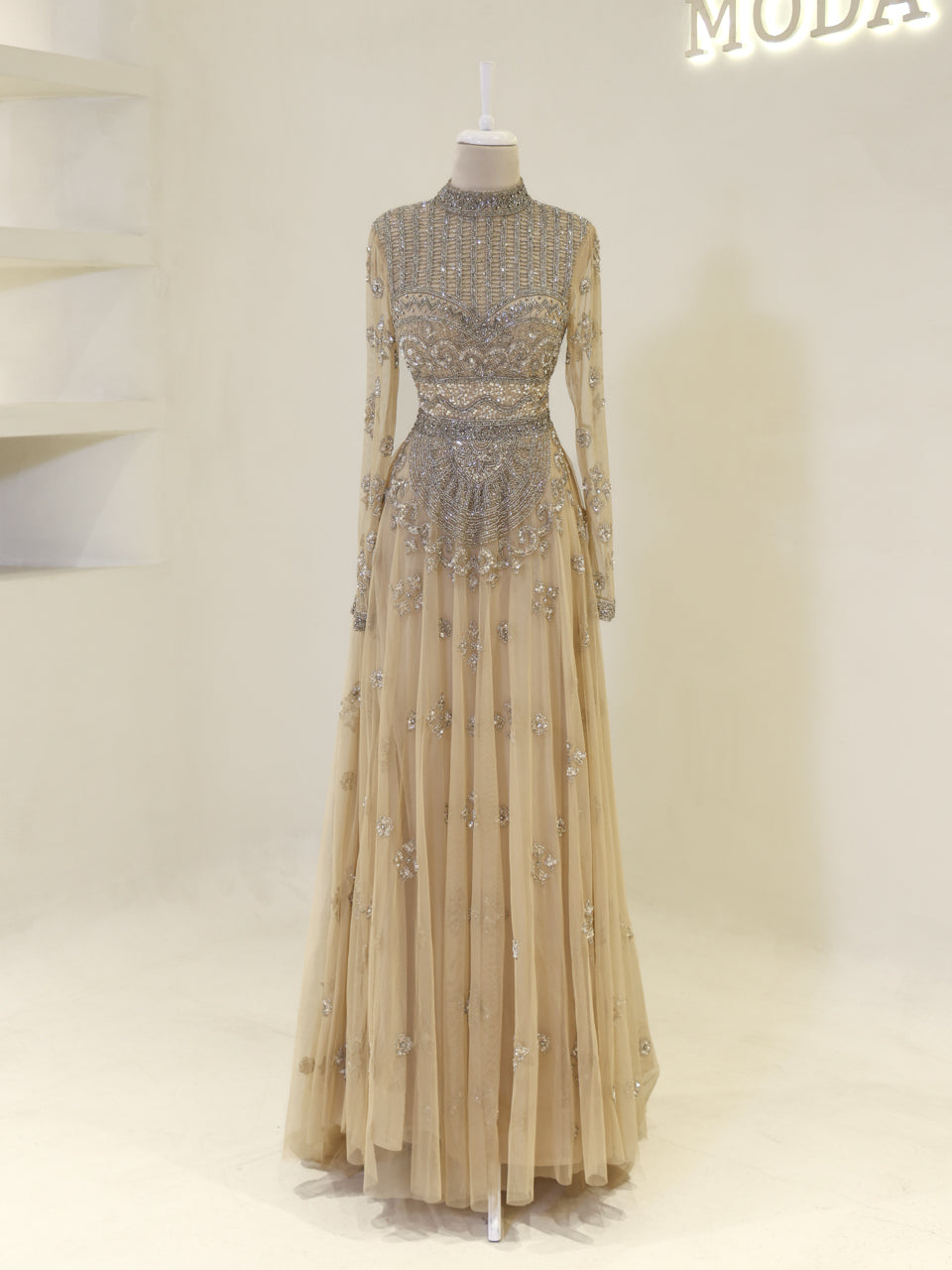Anaqa Couture Evening Dress - Beige