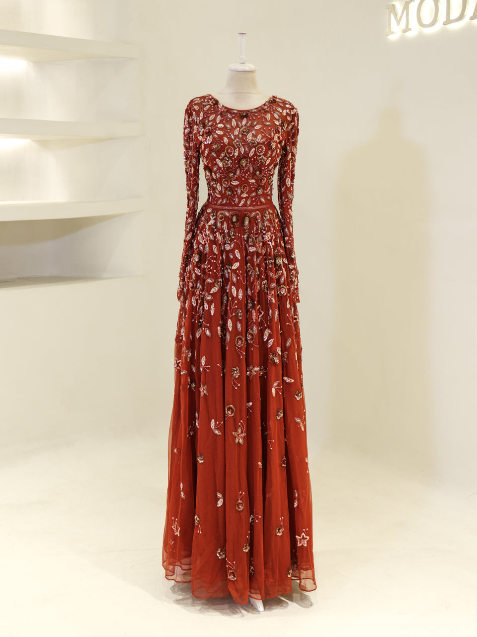Couture Jasmine Evening Dress - Terracotta