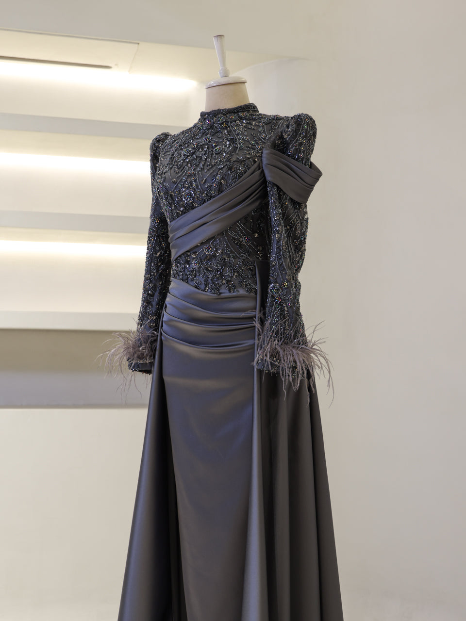 Benan Evening Dress - Grey - view 3
