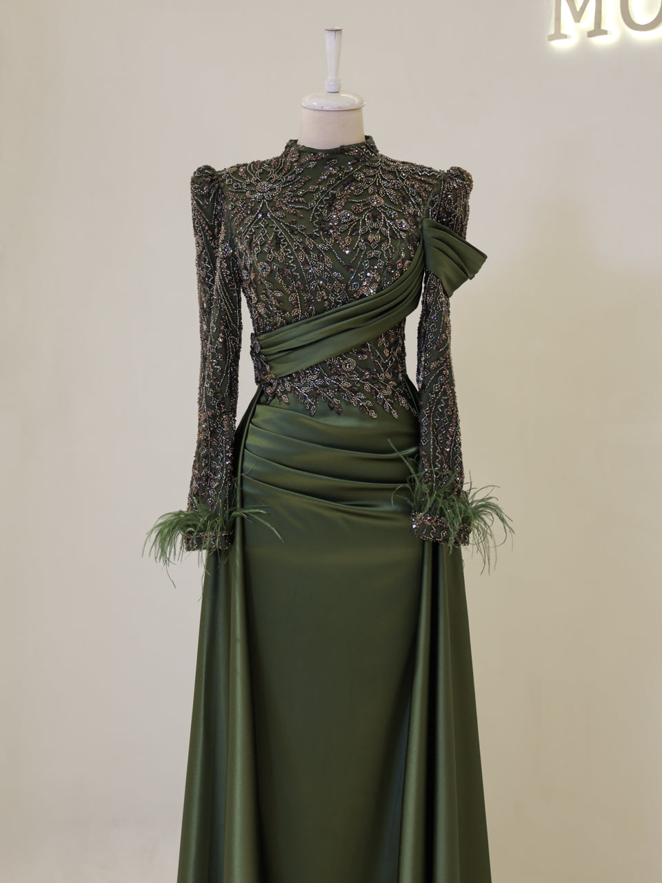 Benan Evening Dress - Khaki - view 2