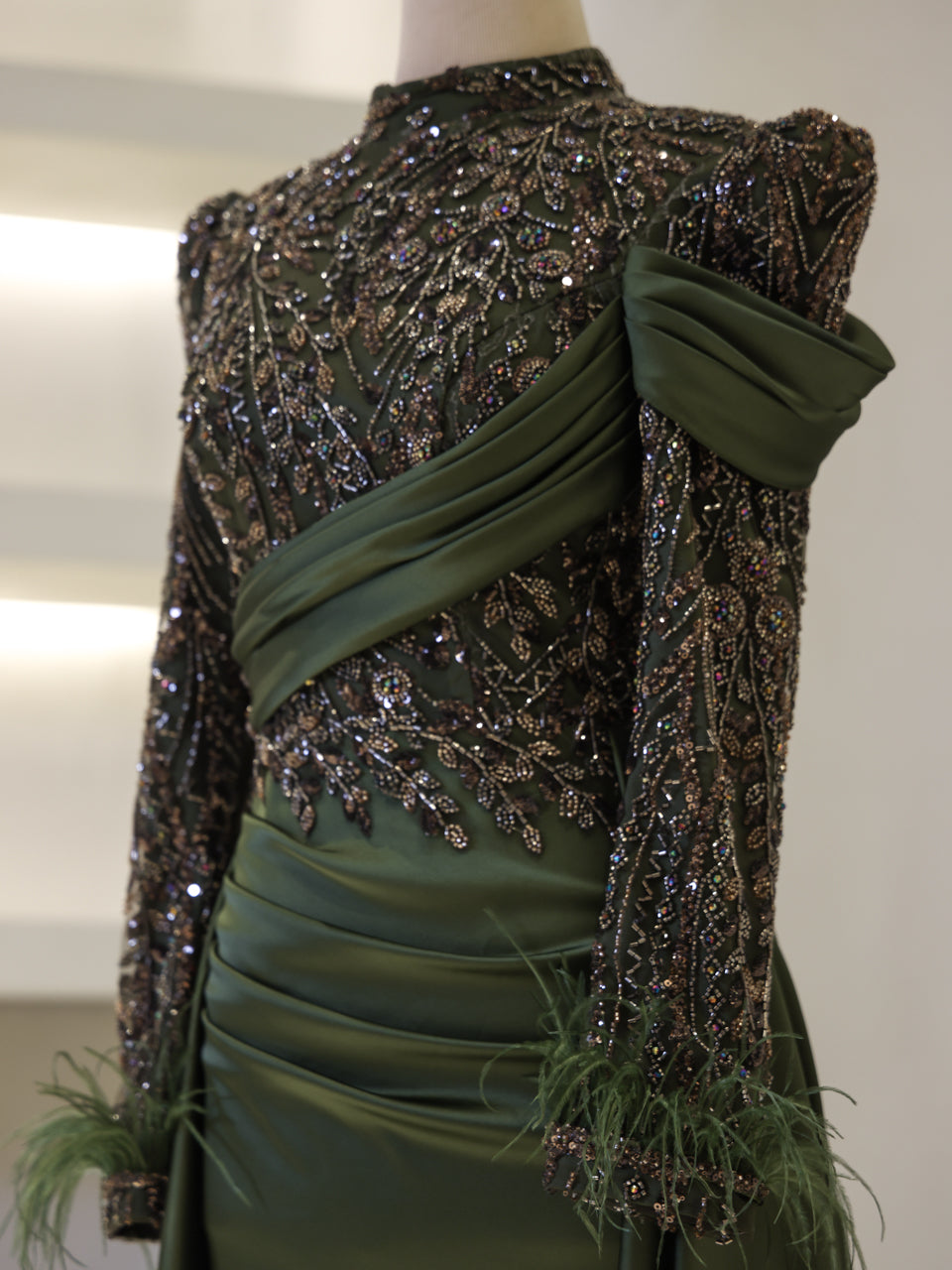 Benan Evening Dress - Khaki - view 4