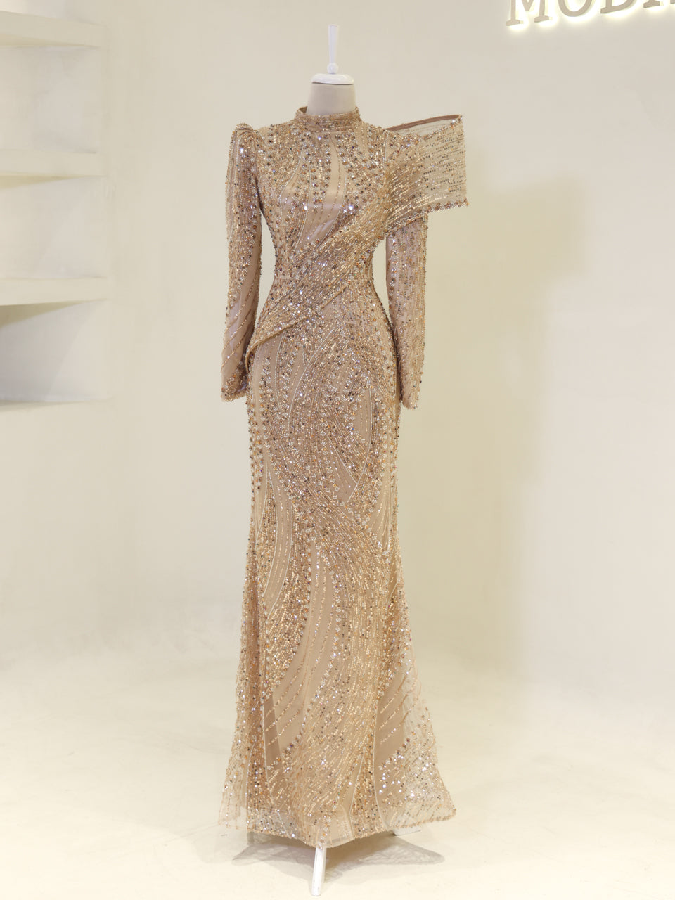 Majesty Evening Dress - Beige