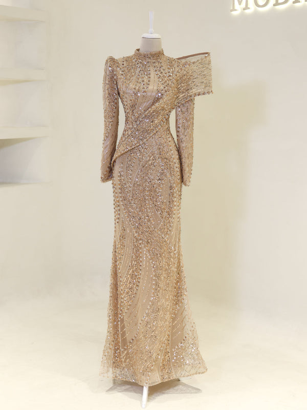 Majesty Evening Dress - Beige