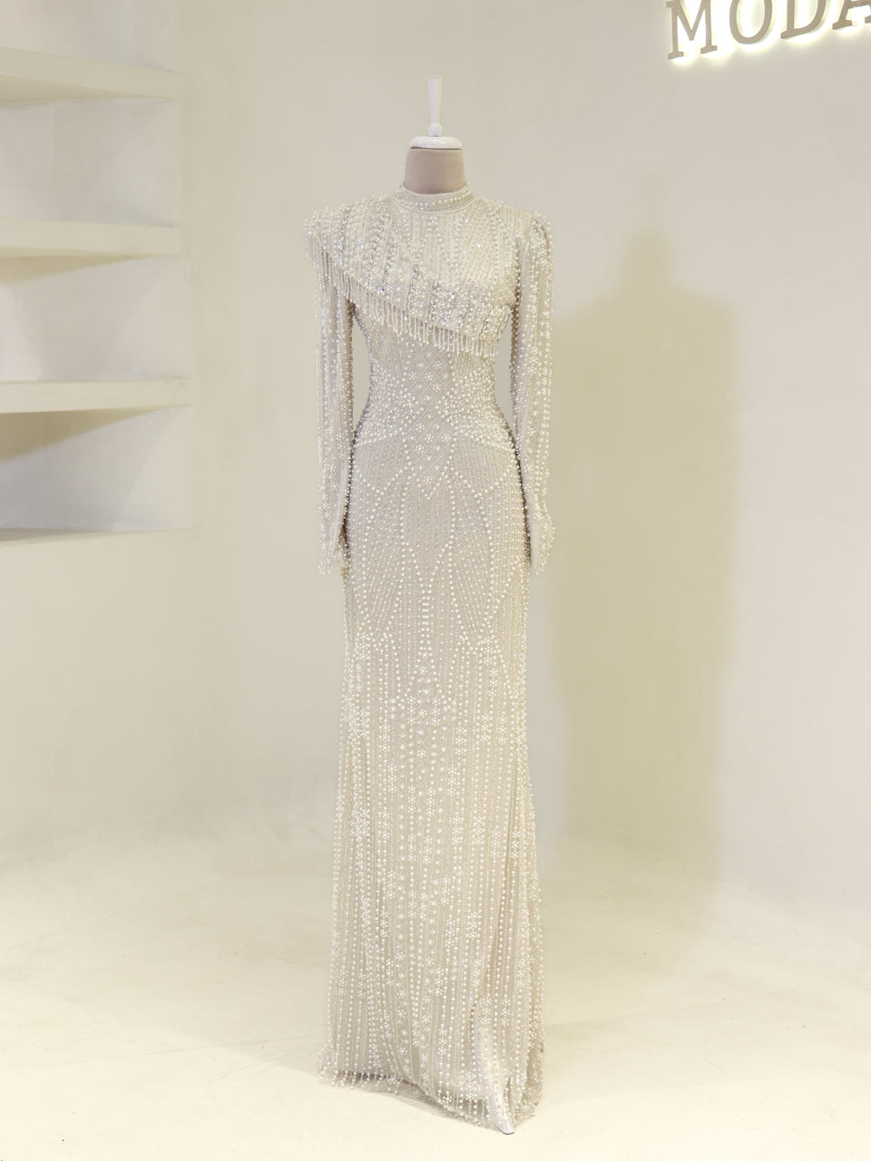 Nadia Evening Dress - Cream