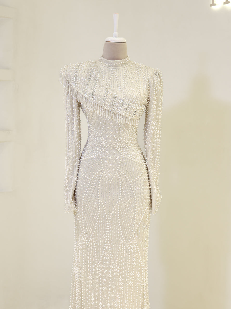 Nadia Evening Dress - Cream - view 2