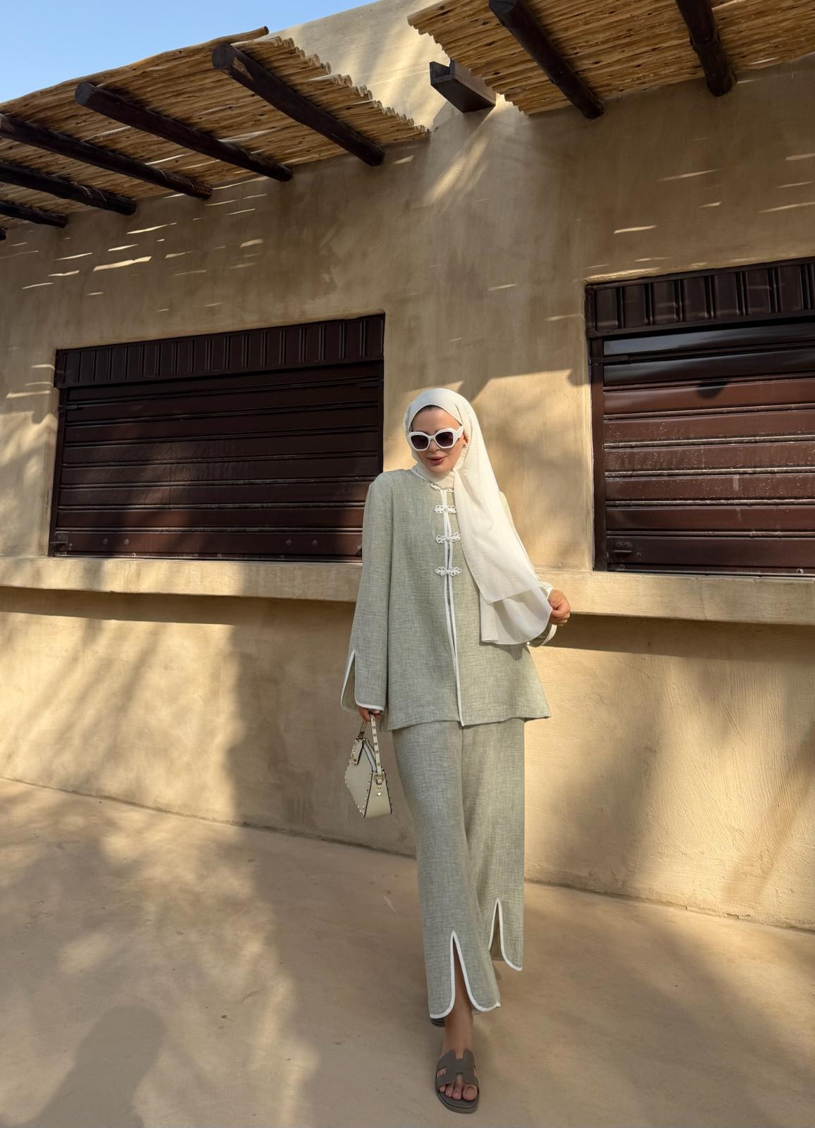 Kimono Style Top and Pant Matching Sets in Sage Green
