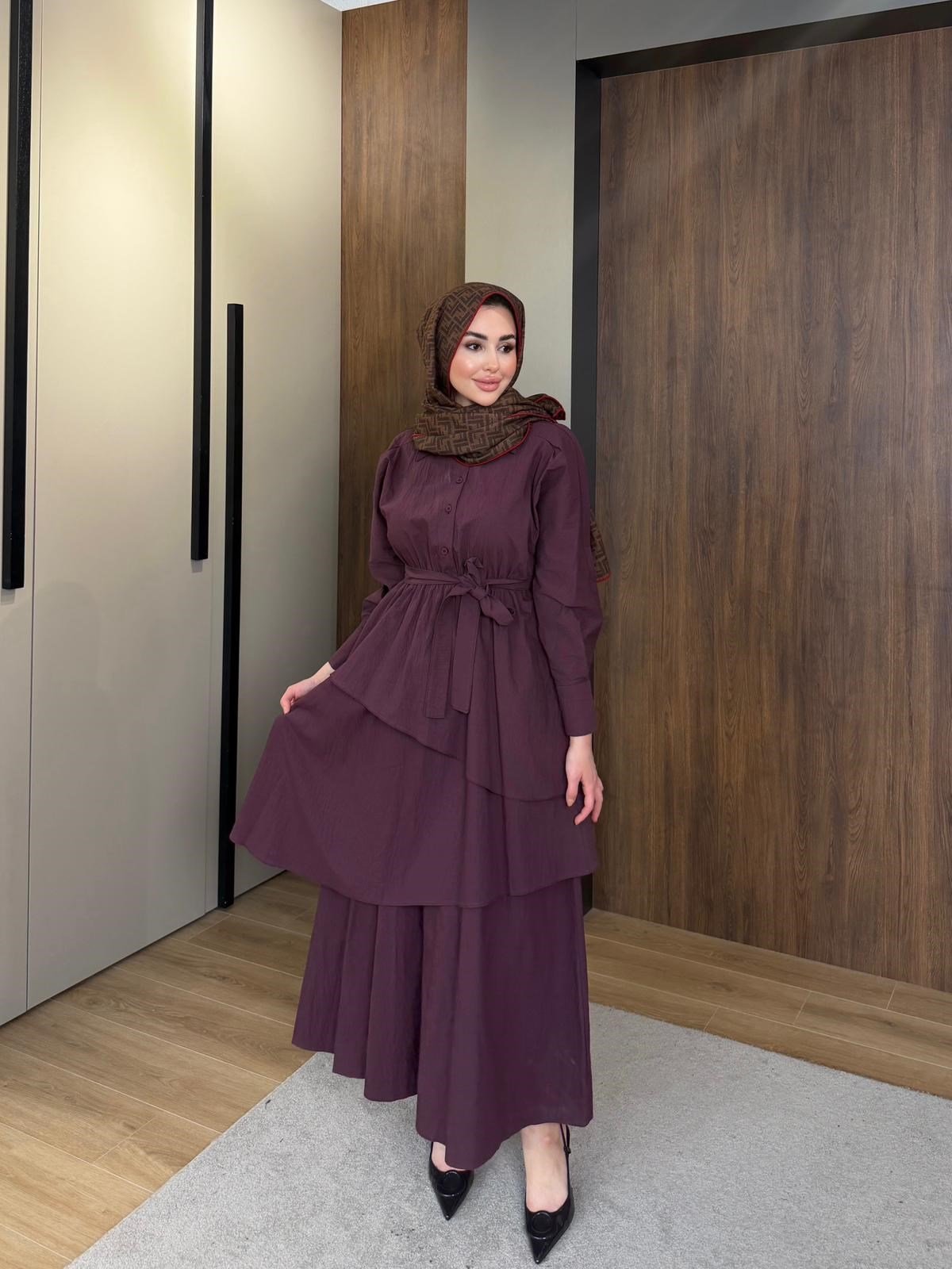 Lucca Layered Cupro Dress – Burgundy