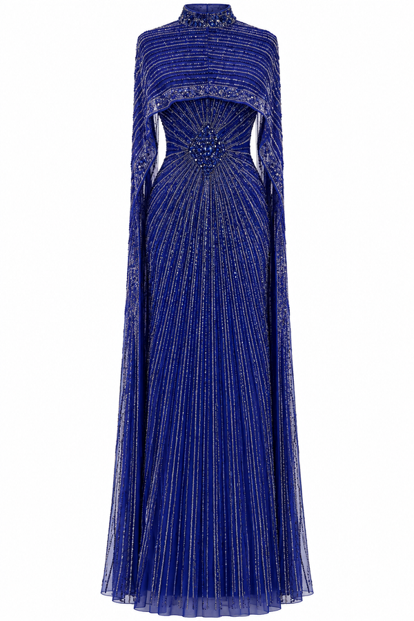Couture Parla Modest Evening Dress - Saxe Blue