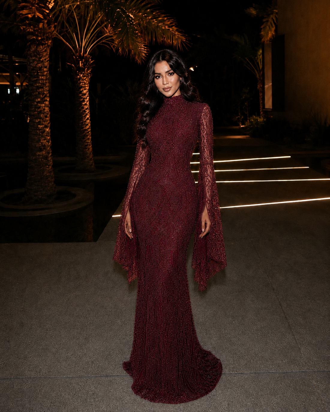 Calypso Couture Evening Dress - Burgundy