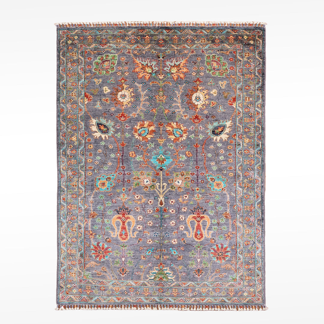 SULTANİ ÇİÇEKLİ ORJİNAL EL DOKUMASI TURKUAZ KÖK BOYA YÜN HALI 120X180 2.16 METREKARE - 4X6 FT