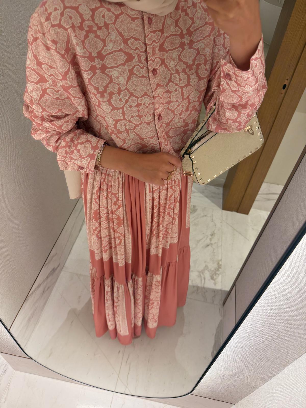 Lightweight Ethnic Shirt and Skirt Co-Ord in Blush Pink- PRE ORDER