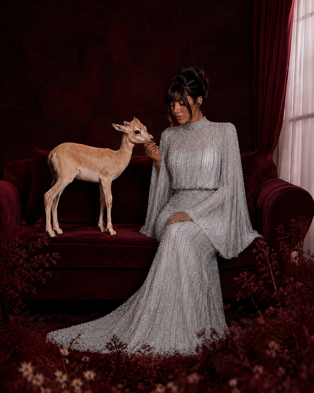 Couture Ghalia Evening Dress - Silver