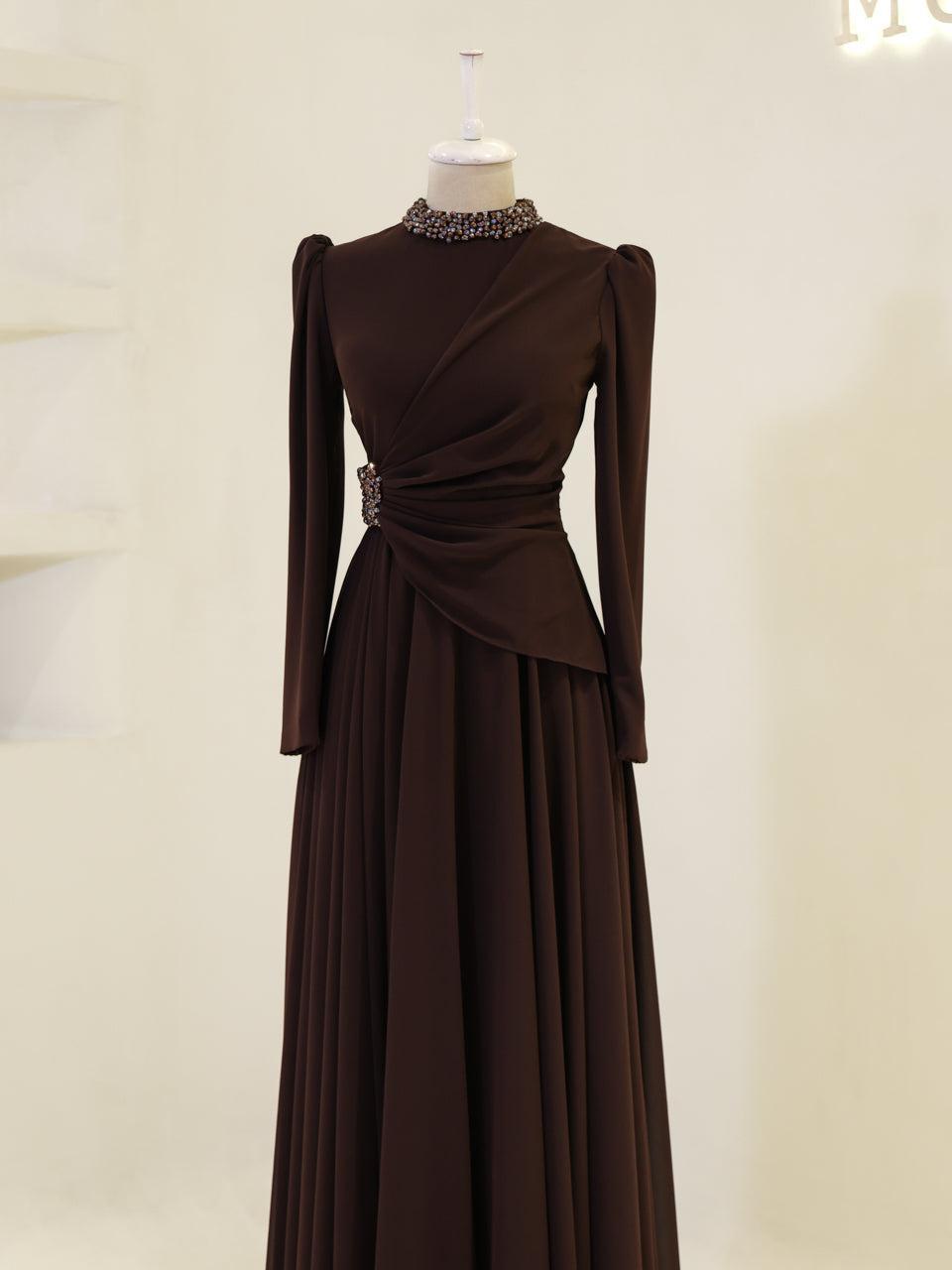 Sofia Crystal Dress- Brown