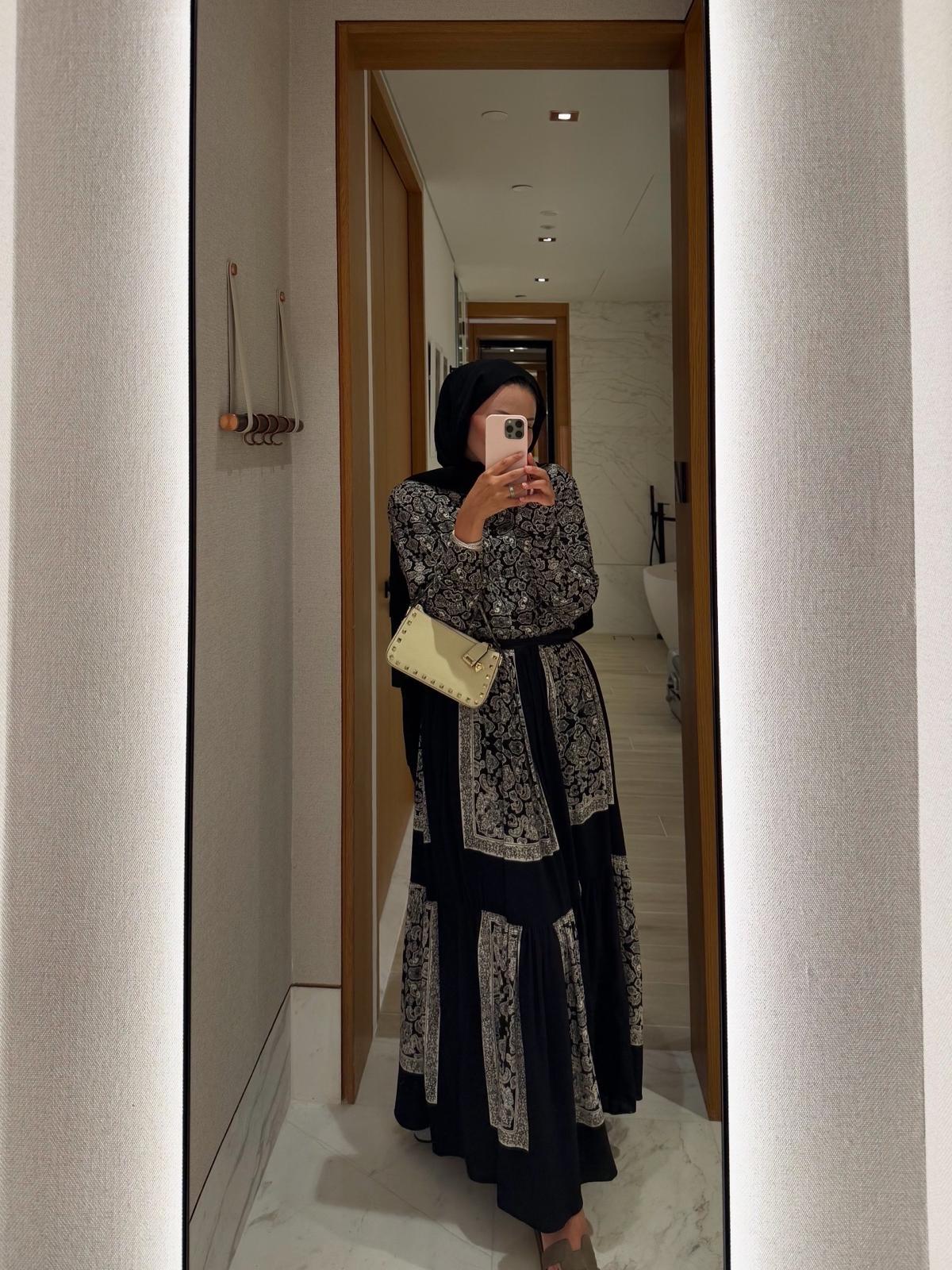 Lightweight Ethnic Shirt and Skirt Co-Ord in Black