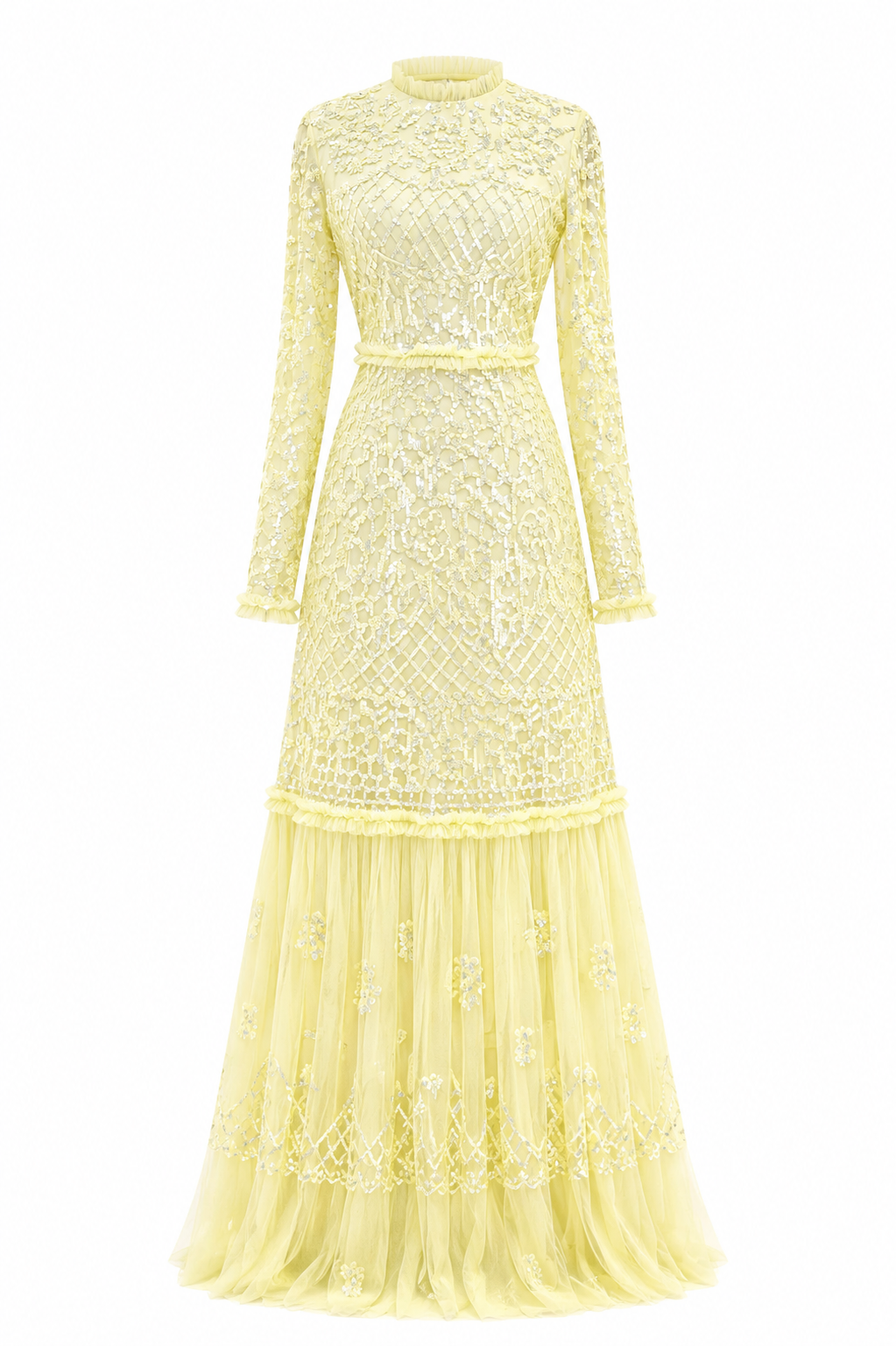 Couture Peony Evening Dress - Yellow
