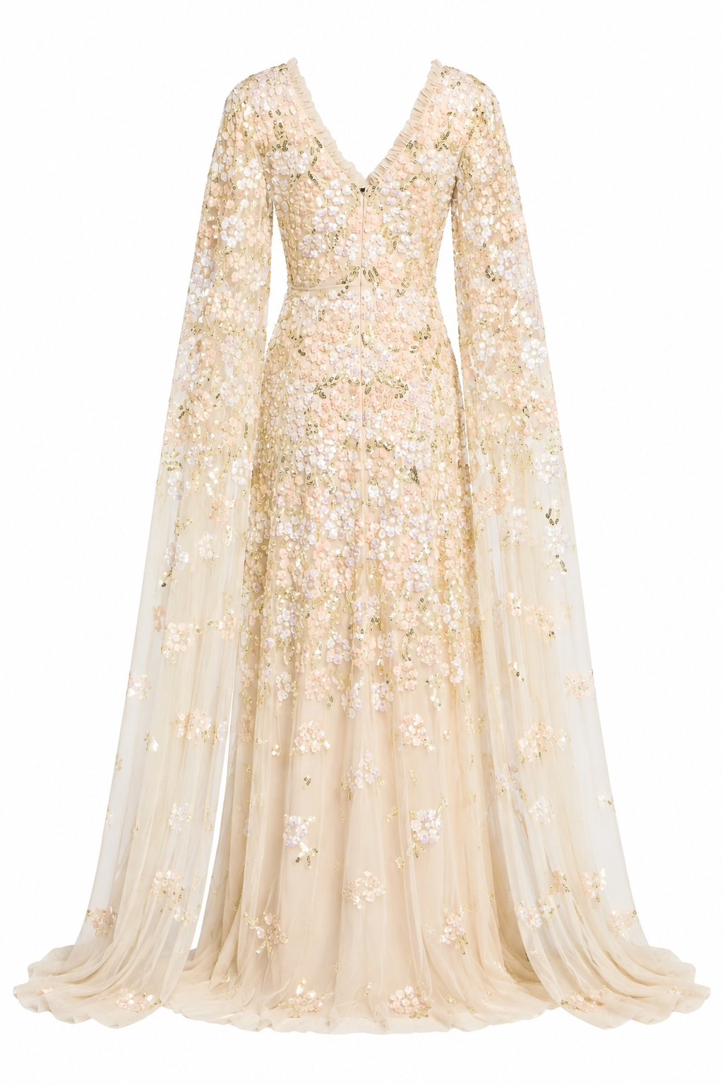 Fiorea Sequin Handwork Party Dress - Cream