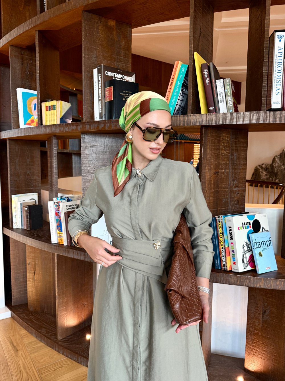 Buckle Detailed Chic Dress Khaki