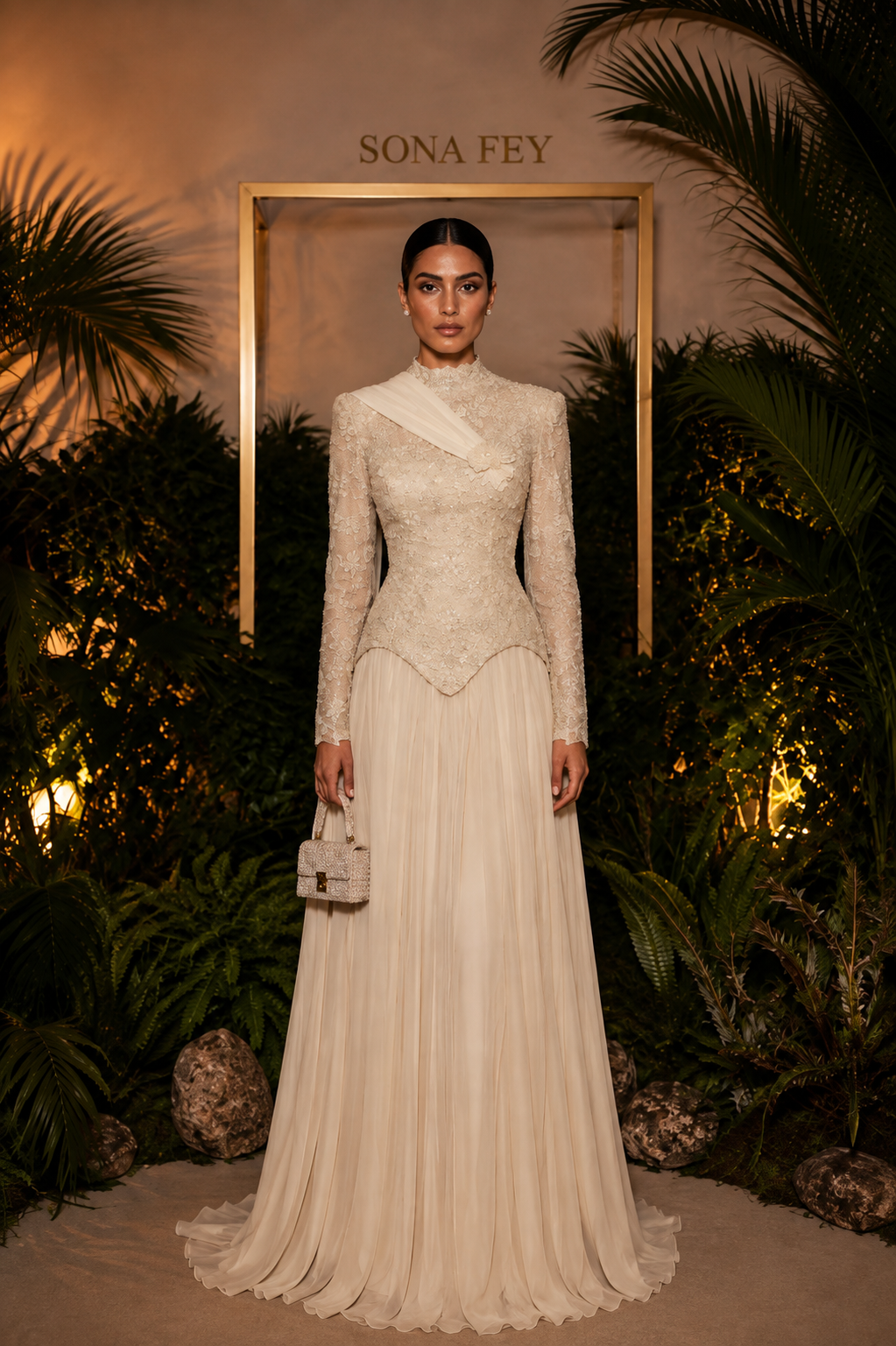 Iris Evening Dress - Cream