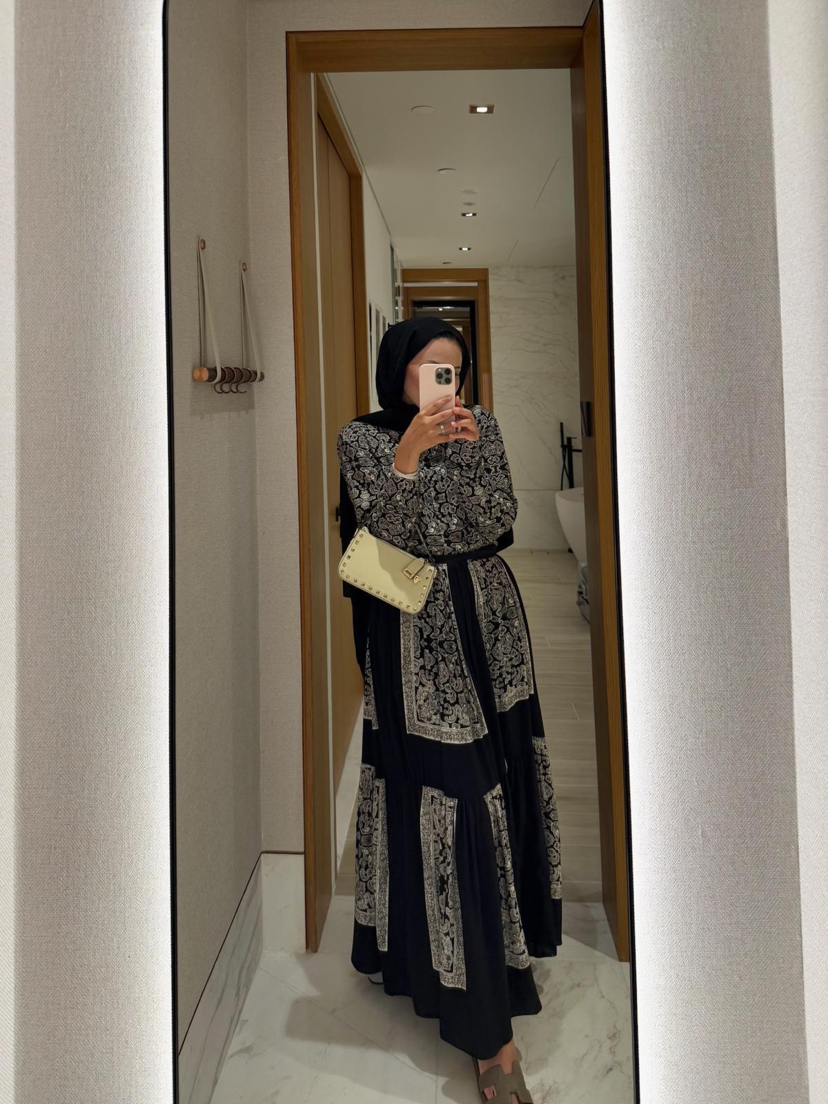 Lightweight Ethnic Shirt and Skirt Co-Ord in Black