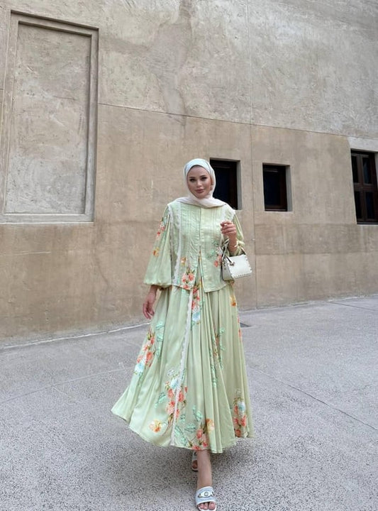 Floral Viscose Shirt and Skirt Sets