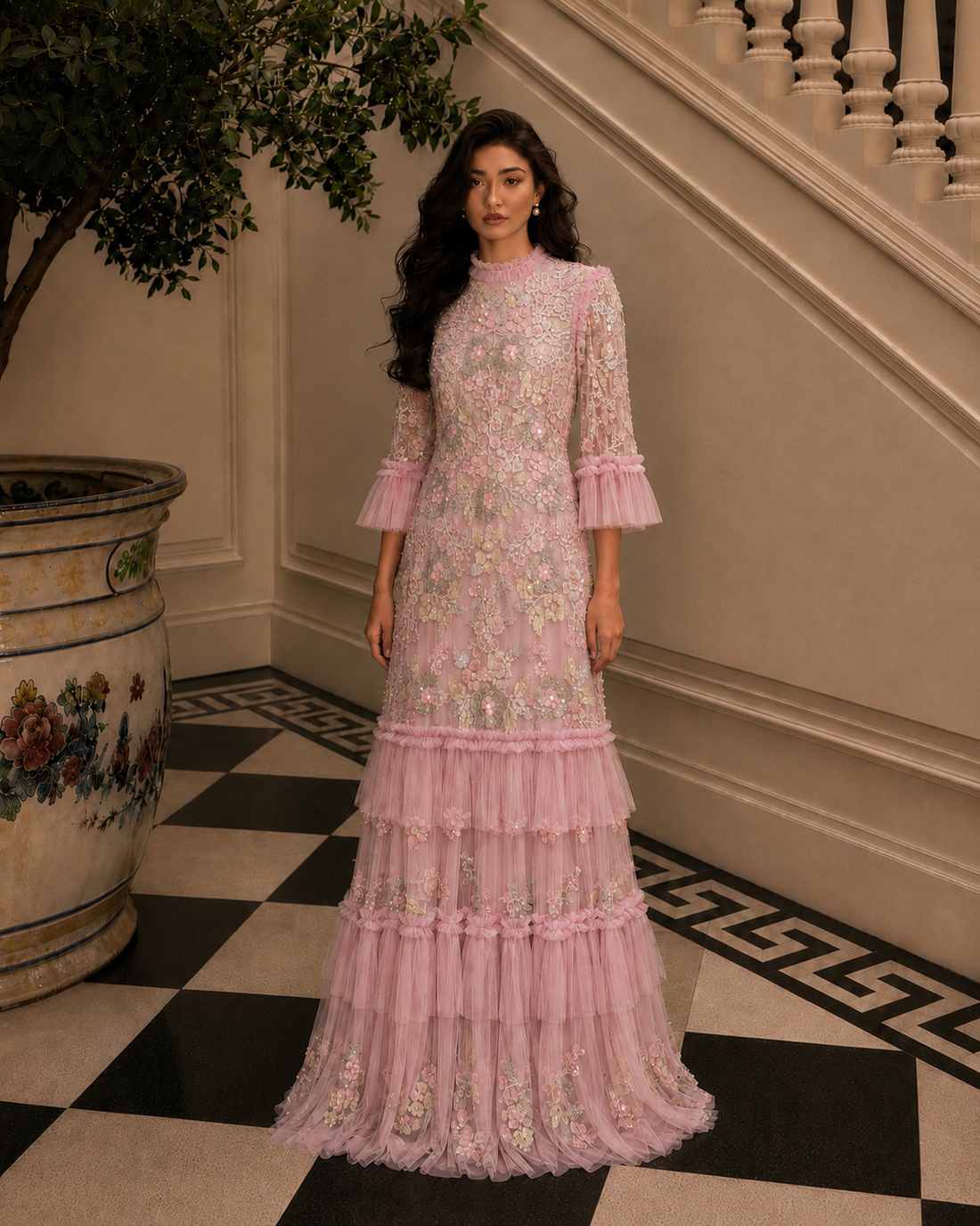 Couture Najma Abiye Elbise - Pembe