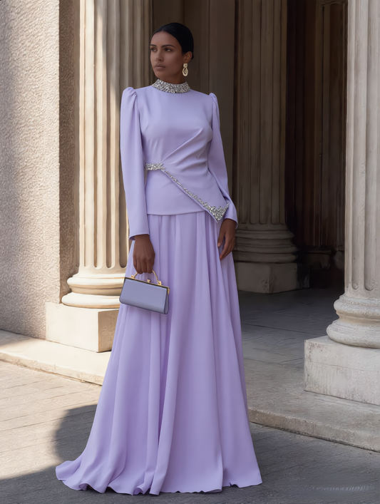 Regina Modest Evening Gown - Lilac