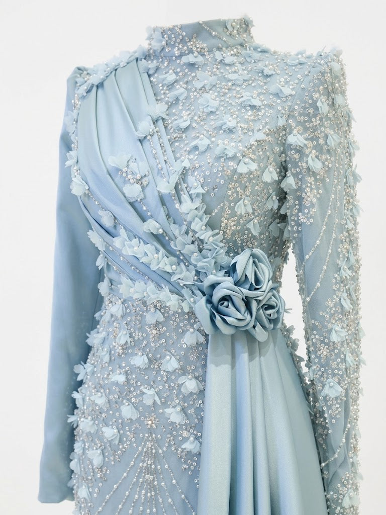 Mimosa Modest Evening Dress - Blue