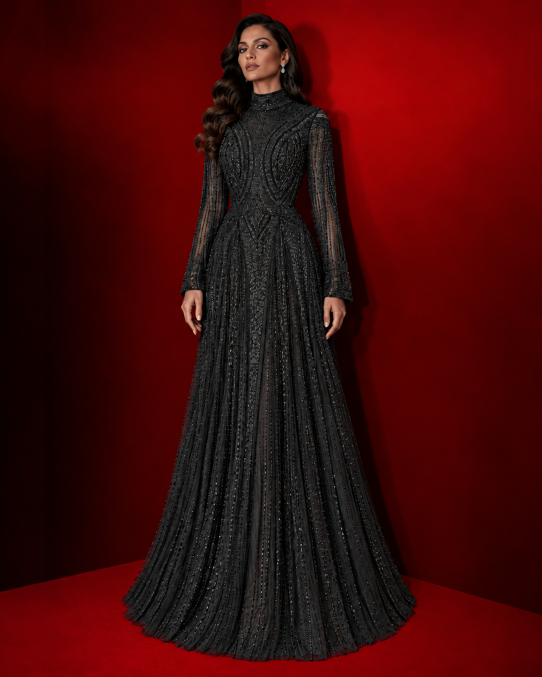 Couture Elissa Modest Evening Dress - Black