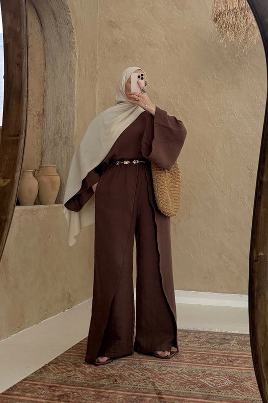 Relaxed Fit Brown Muslin Jumpsuit