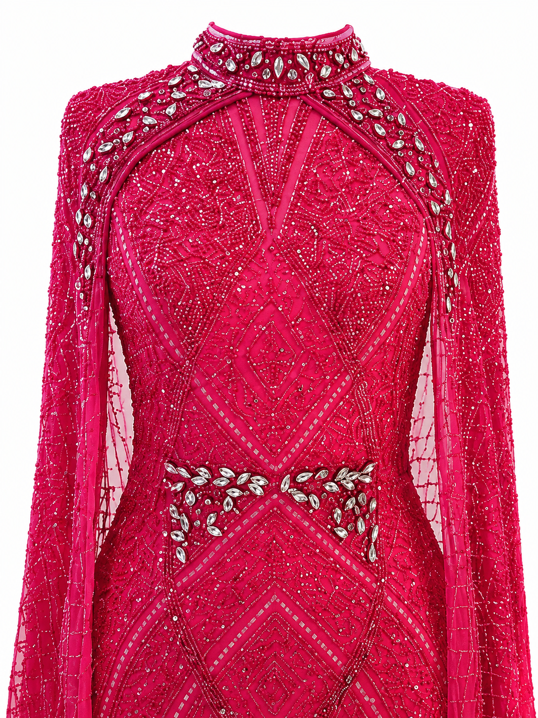 Couture Selenite Modest Evening Dress - Fuchsia