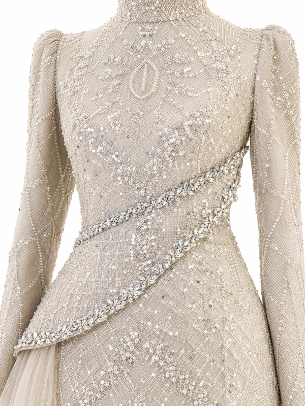 Violette Evening Dress - Beige