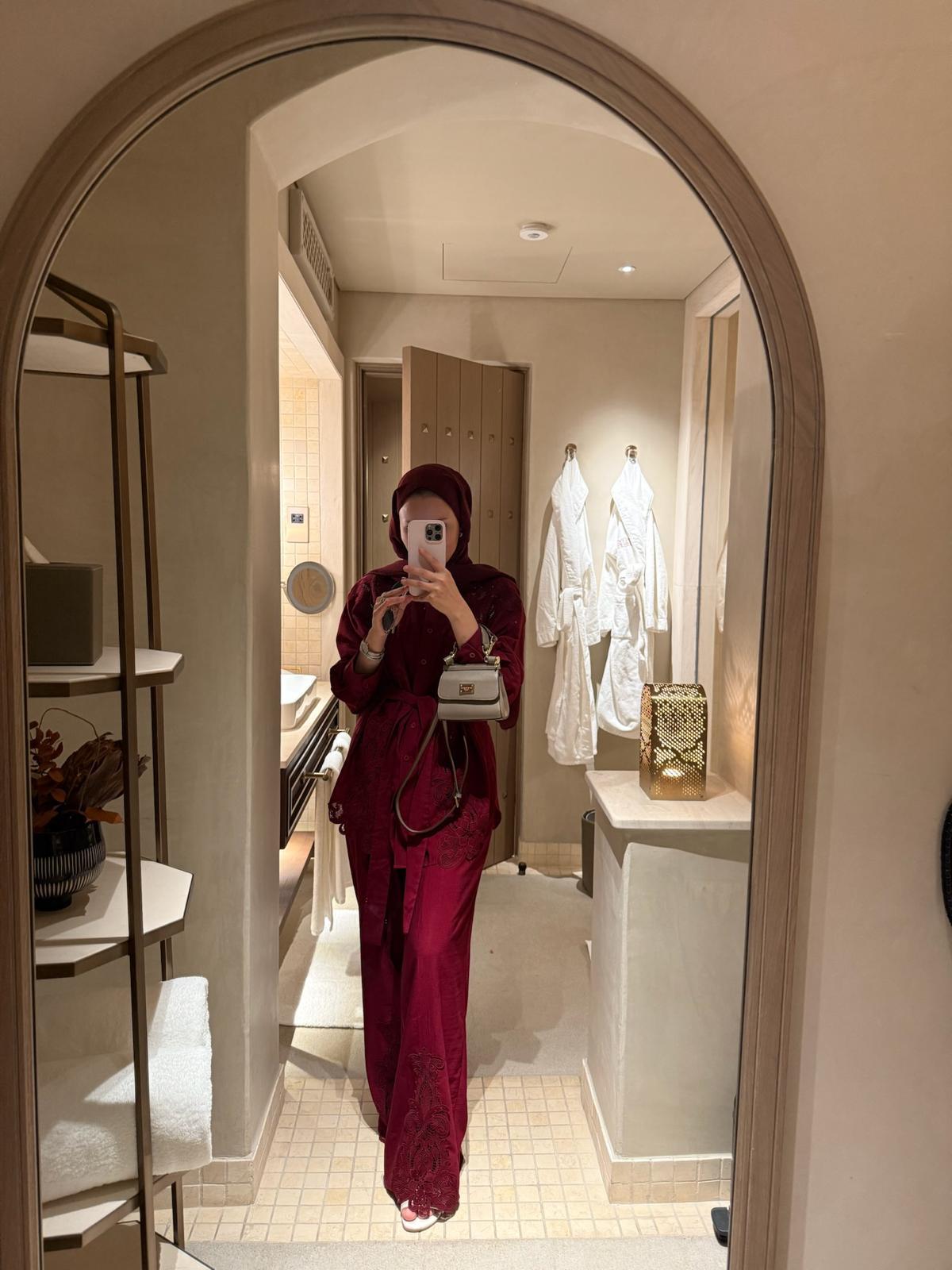 Lace Detailed Burgundy Co-Ord Set