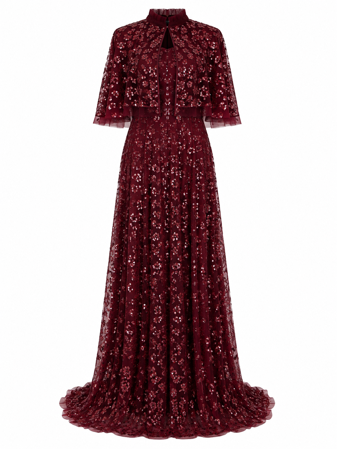 Couture Daisy Evening Dress - Burgundy