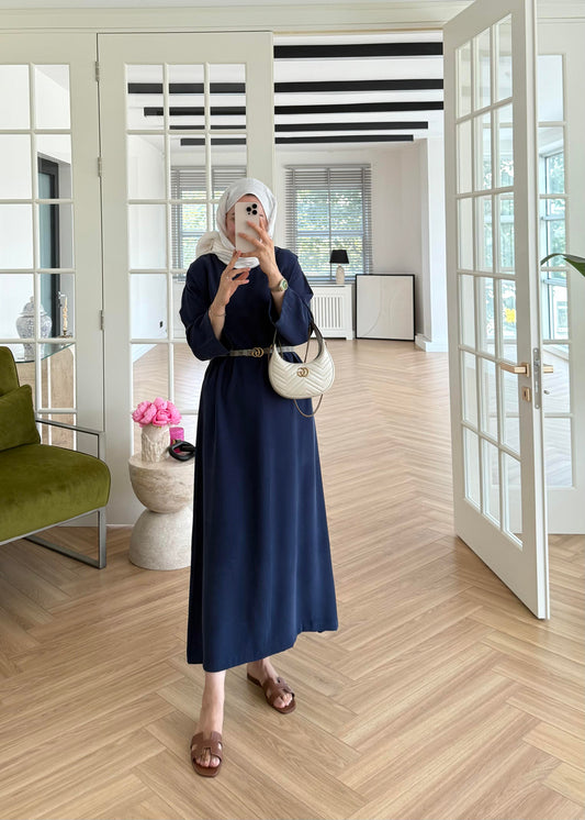 Tencel Basic Maxi Dress - Navy Blue