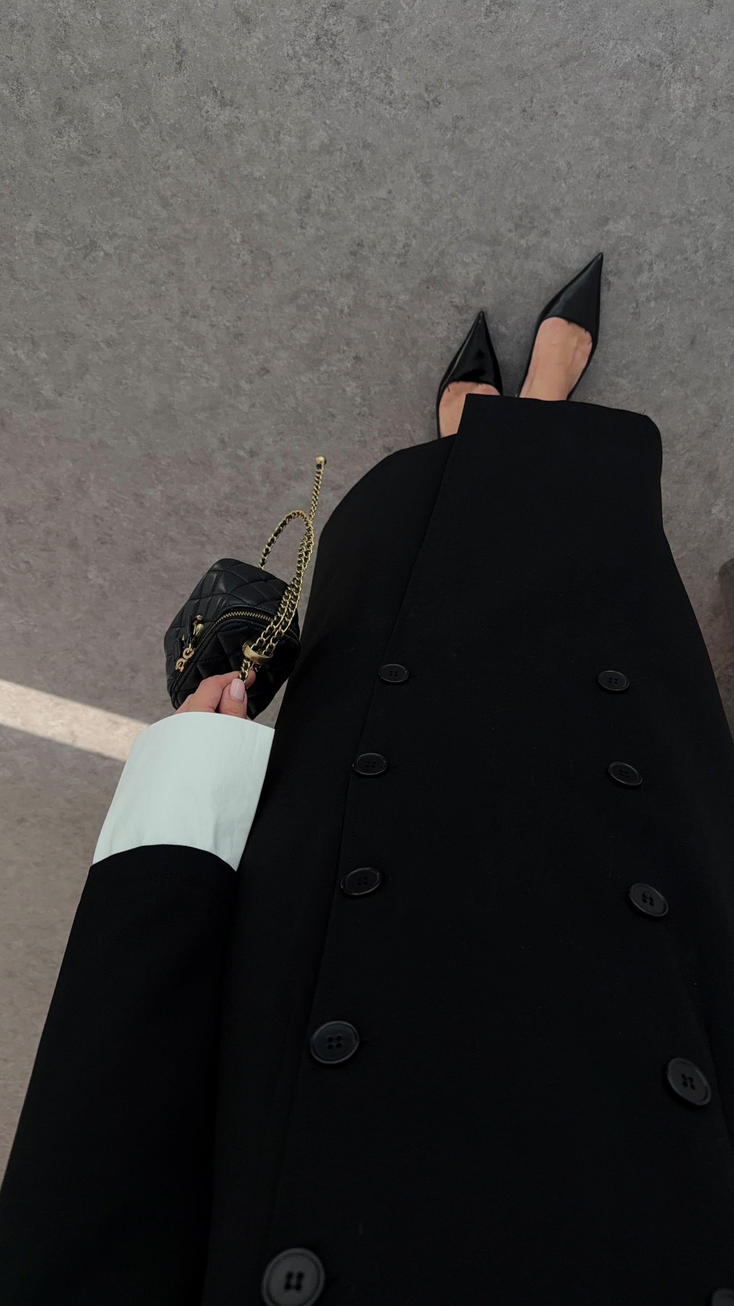 Black Panel Detail Midi Dress