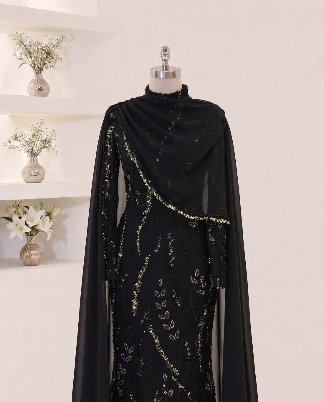 Shimmer Dress - Black / Khaki