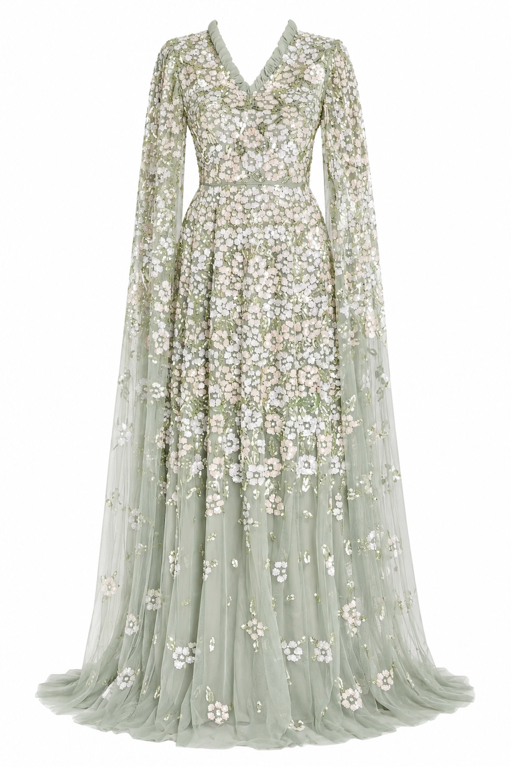 Fiorea Sequin Handwork Party Dress - Tan