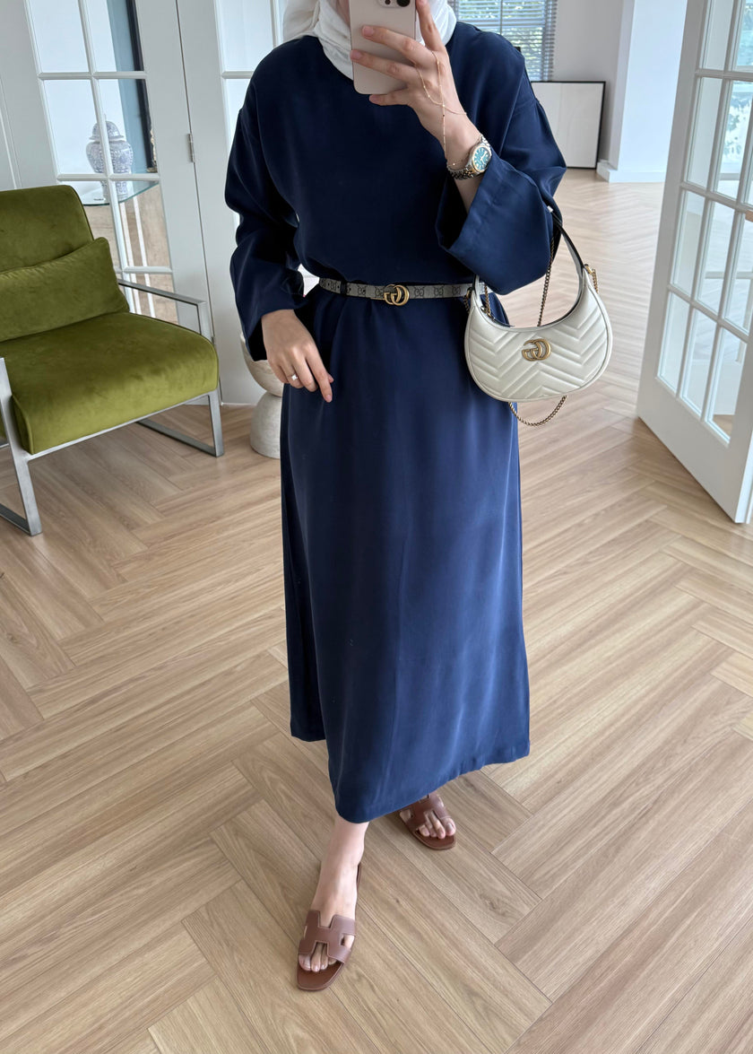 Tencel Basic Maxi Dress - Navy Blue