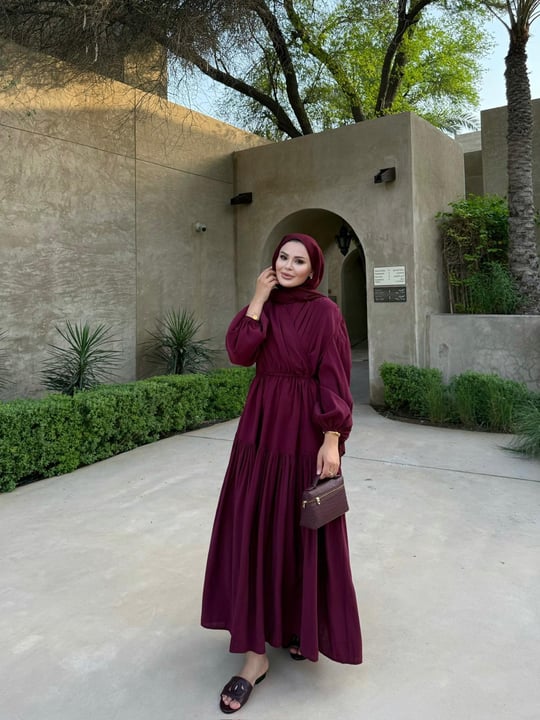 Casual Wrap Dress - Burgundy