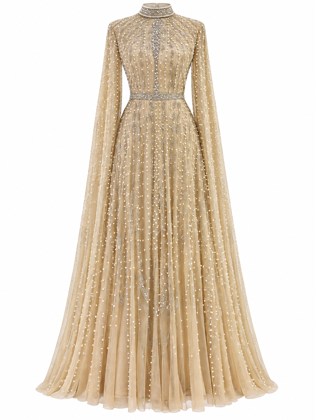 Couture Elarisse  Modest Evening Dress - Beige