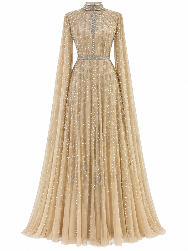 Couture Elarisse  Modest Evening Dress - Beige