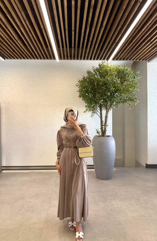 July Belted Dress- Mink