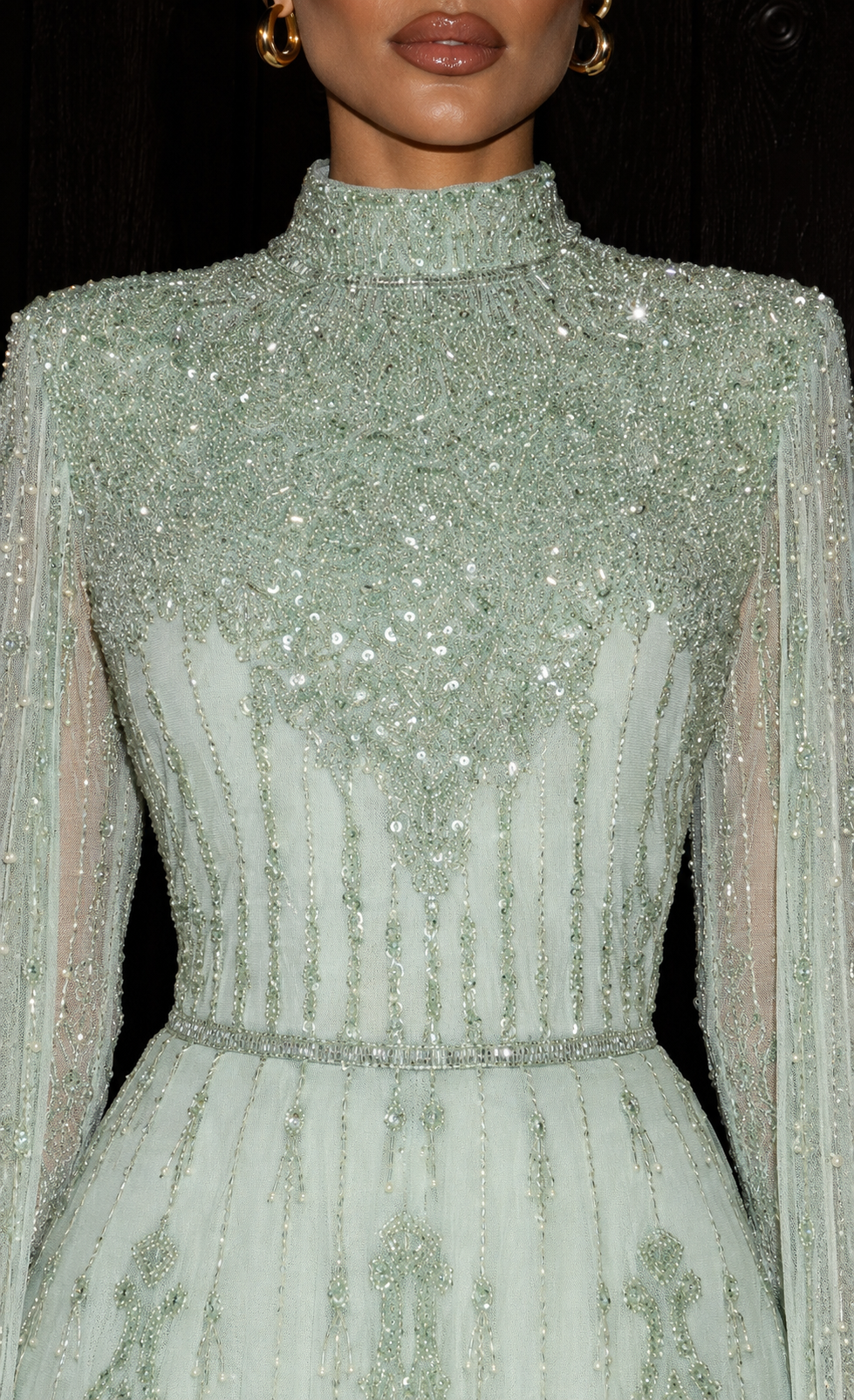 Couture Layal Evening Dress - Mint