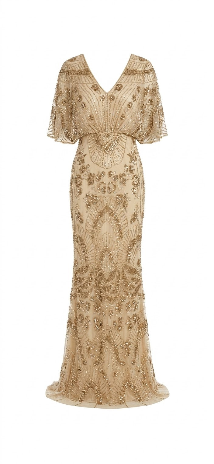 Wisteria Evening Dress – Beige