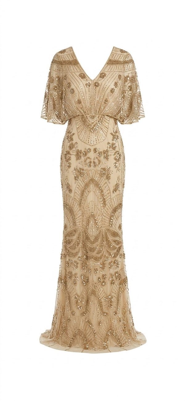 Wisteria Evening Dress – Beige