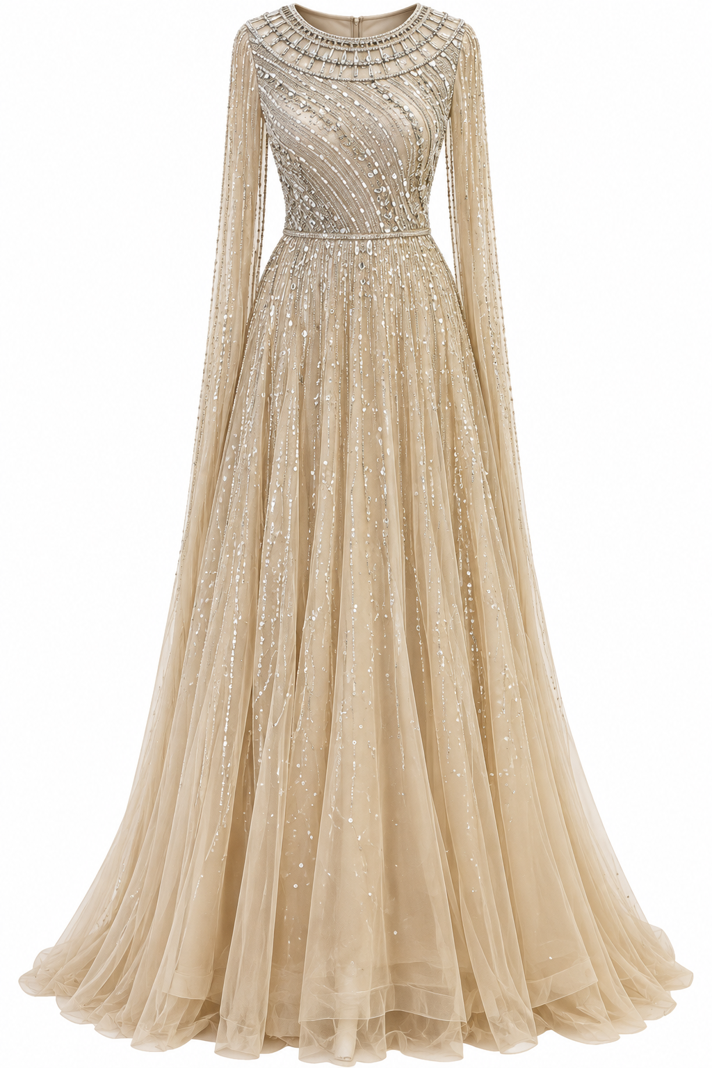 Couture Sonja Modest Evening Dress - Beige