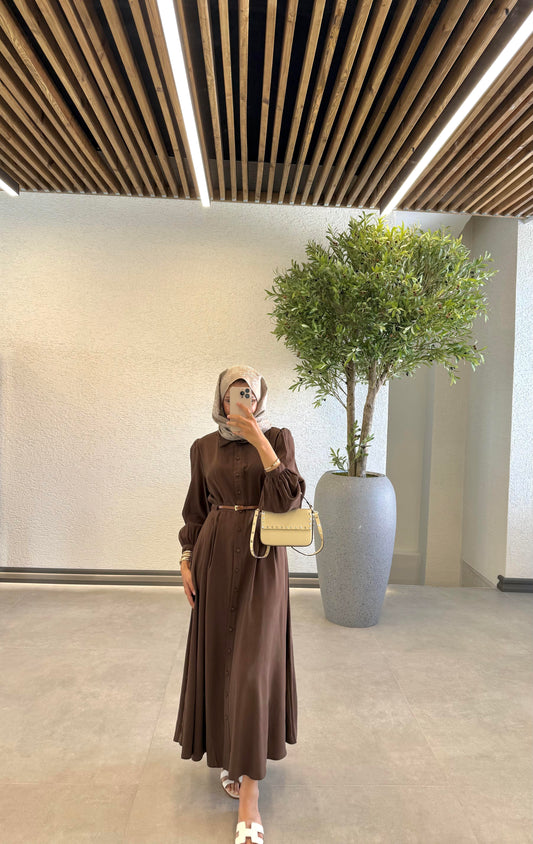July Belted Dress- Brown