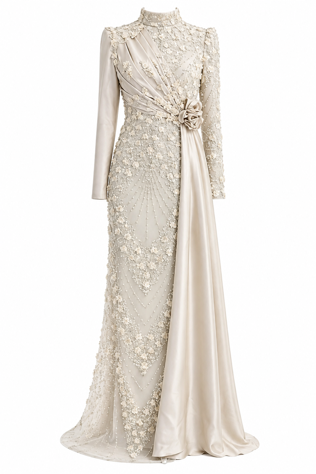 Mimosa Modest Evening Dress - Beige