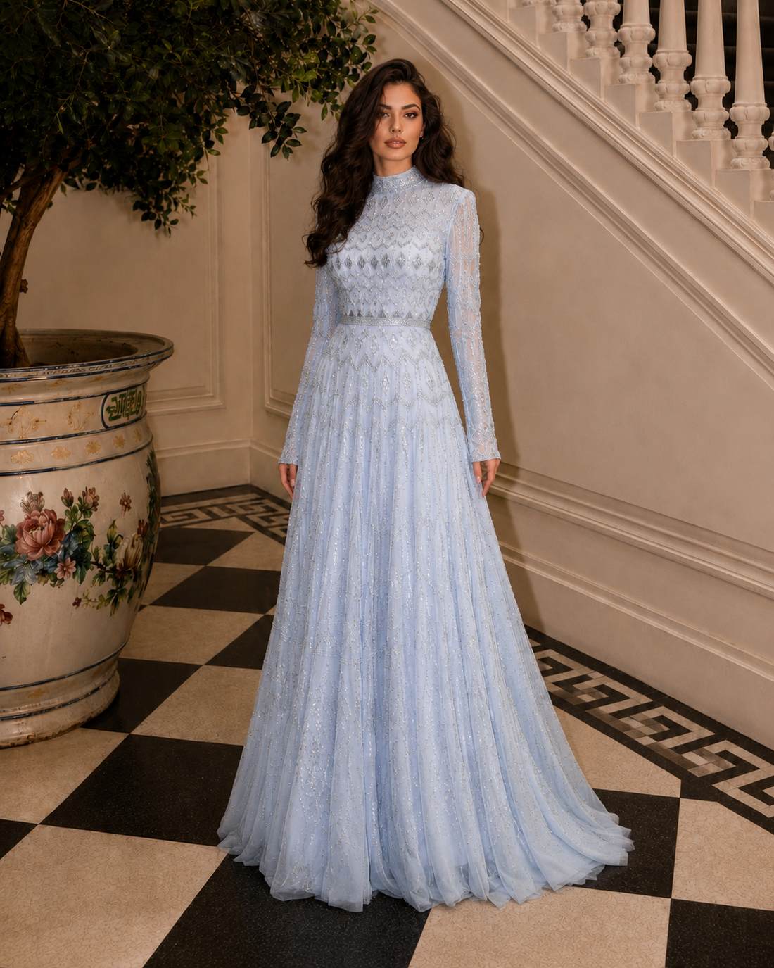 Couture Reem Evening Dress - Blue